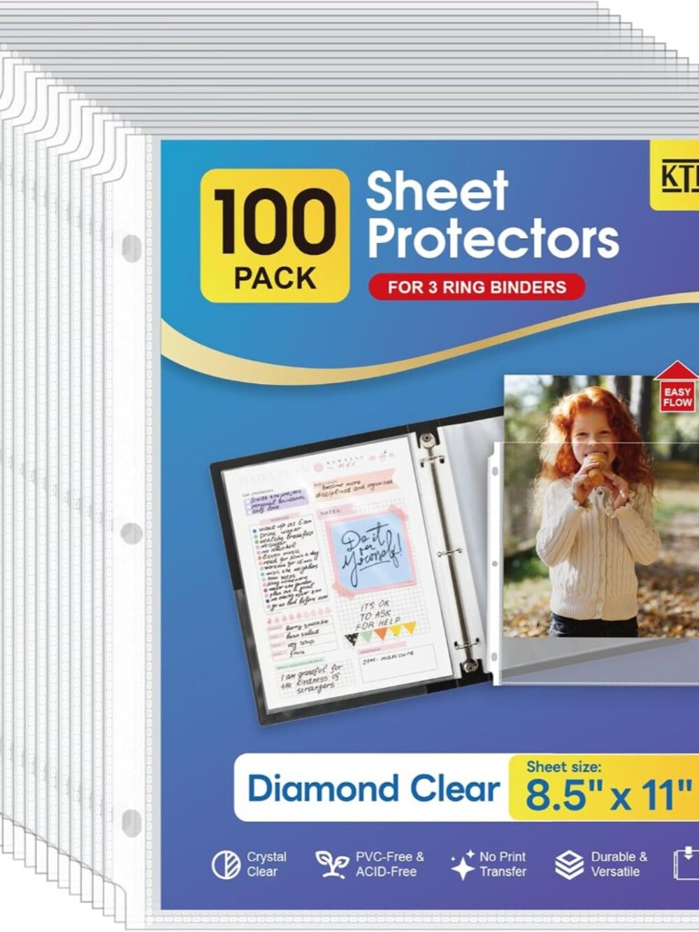 Sheet Protectors 8.5 x 11, Page Protector for 3 Ring Binder, 100 Pack